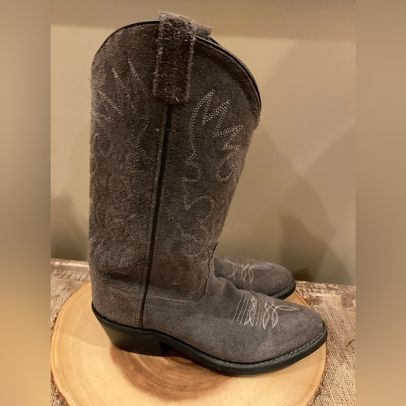 Old West Women’s 8D Gray Suede Leather Cowboy Boots Western Cowgirl‎ Well Made - Picture 13 of 16
